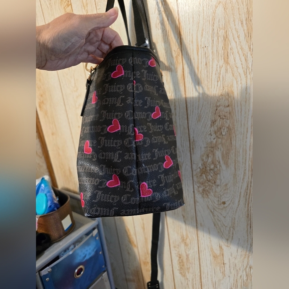 Juicy Couture Black and Pink Hearts Tote - Picture 3 of 8